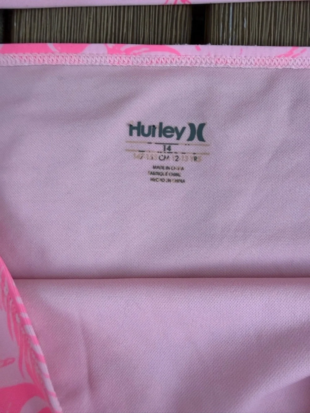 Hurley Girls Pink Tropical Bikini Set Size 14 Hawaiian Floral Swimwear